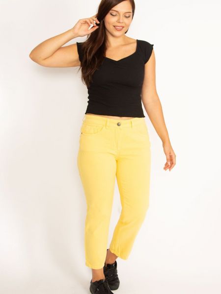 Jeansy z kieszeniami Sans żółte