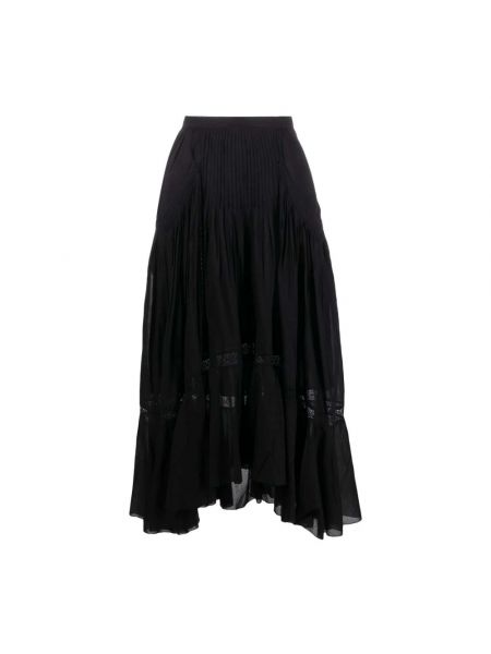 Spódnica midi z wysoką talią z falbankami Isabel Marant Etoile czarna