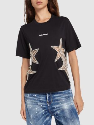 Camiseta de tela jersey de estrellas Dsquared2 negro