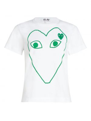 Белая футболка с сердечками Comme Des GarÇons Play