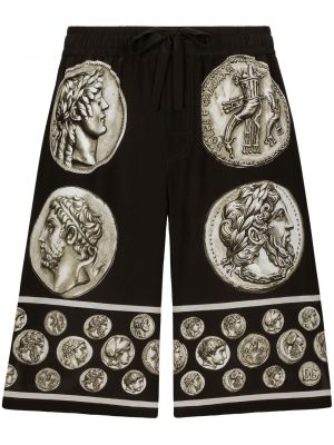 Svilene bermuda kratke hlače s potiskom Dolce & Gabbana črna