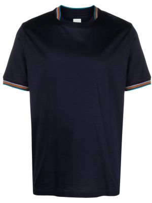 T-shirt en coton à rayures à imprimé Paul Smith bleu