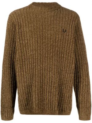 Pull brodé col rond Fred Perry vert