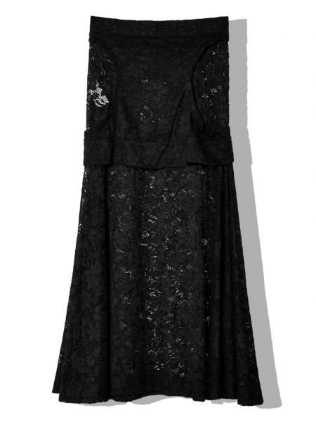 Krajkové květinové dlouhá sukně Eckhaus Latta černé