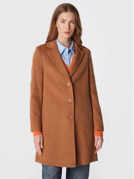 Vlnený priliehavý zimný kabát United Colors Of Benetton hnedá