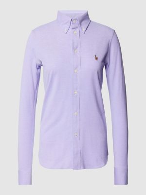Koszula na guziki bawełniana puchowa Polo Ralph Lauren fioletowa