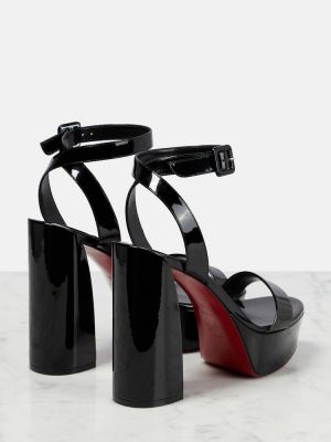 Lakované kožené sandále na platforme Christian Louboutin čierna