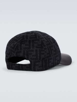 Cappello con visiera di lana Fendi nero