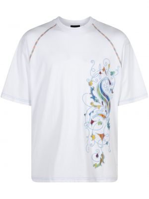 Памучна тениска бродирана Supreme бяло