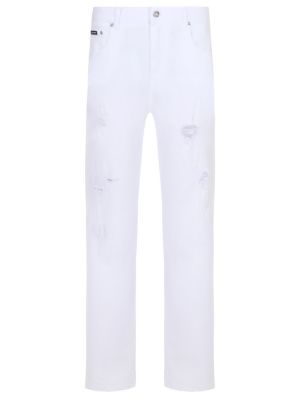 Хлопковые прямые джинсы Dolce & Gabbana белые