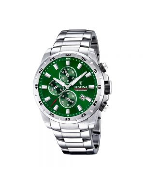 Zegarek sportowy srebrny Festina, zielony