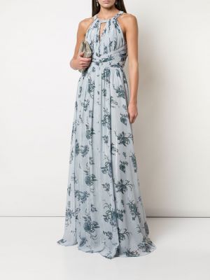 Šifonové večerní šaty s otevřenými zády Marchesa Notte Bridesmaids modré