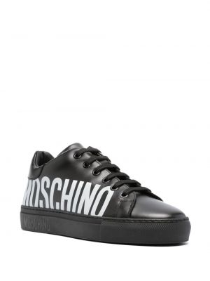 Sneakersy skórzane z nadrukiem Moschino