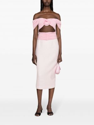 Žakárové pouzdrová sukně s flitry Alessandra Rich růžové