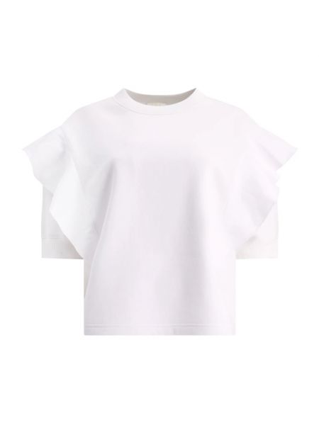 Koszulka z falbankami relaxed fit Chloe biała
