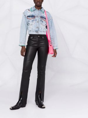 Křišťálová džínová bunda s oděrkami Philipp Plein