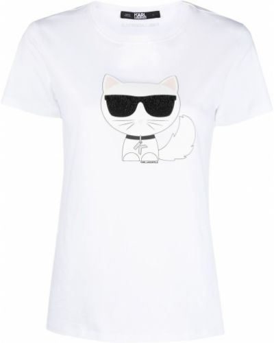 Camiseta con lentejuelas Karl Lagerfeld blanco