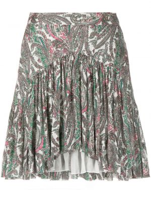 Plisované mini sukně s potiskem s paisley potiskem Isabel Marant bílé