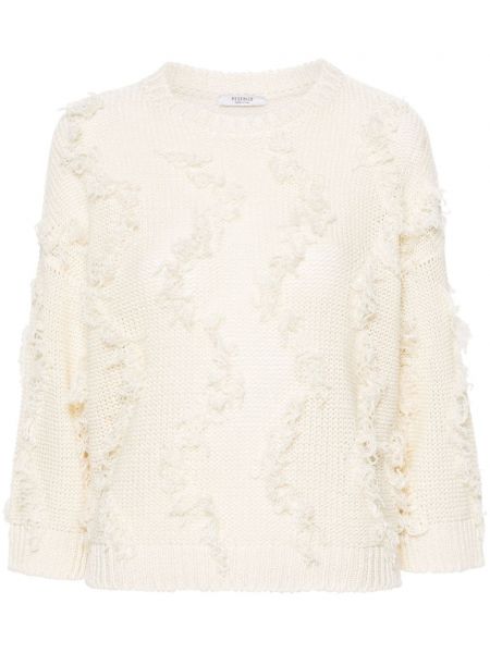 Pletený svetr s třásněmi Peserico bílý