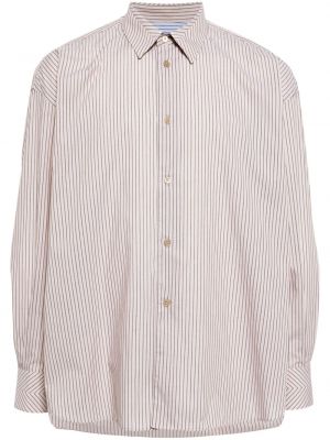 Pruhovaná bavlnená košeľa s potlačou Paul Smith hnedá