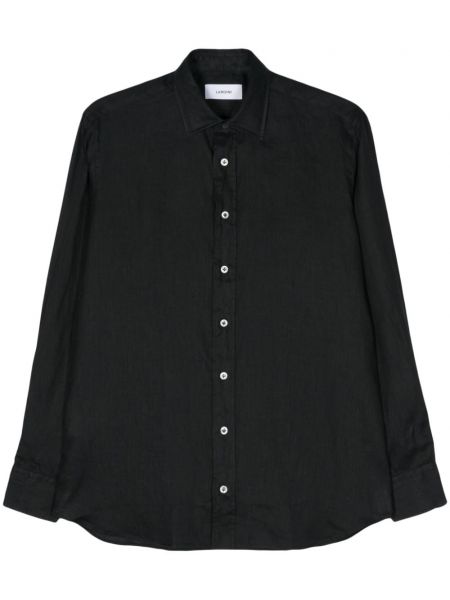 Λινό πουκάμισο Lardini μαύρο