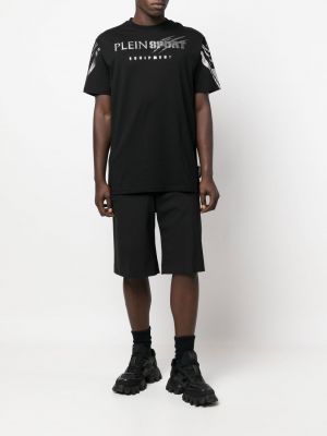 Sportiniai marškinėliai su spygliais Plein Sport juoda