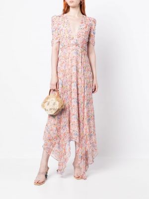 Sukienka midi w kwiatki z nadrukiem Loveshackfancy różowa