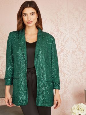 Пиджак с пайетками Yumi зеленый