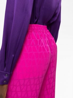 Hedvábné kalhoty Valentino Garavani růžové