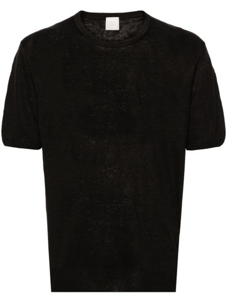 Leinen t-shirt mit rundem ausschnitt 120% Lino schwarz