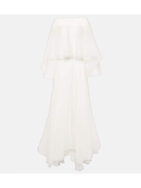 Biała jedwabna sukienka długa Maticevski