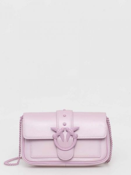 Usnjena pisemska torbica Pinko vijolična