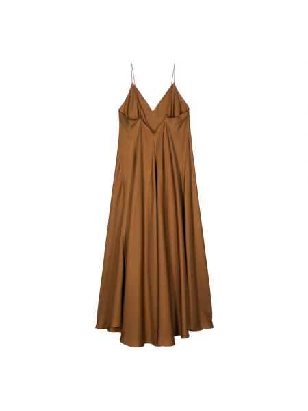 Jedwabny sukienka na ramiączkach elegancki Róhe brązowy