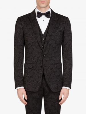Žakárový květinový oblek Dolce & Gabbana černý