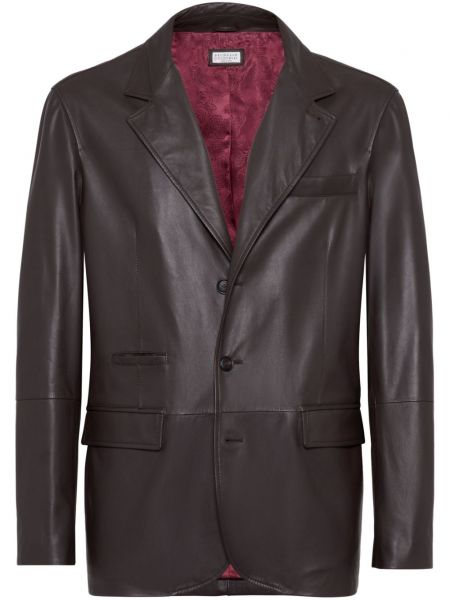 Læder blazer Brunello Cucinelli brun