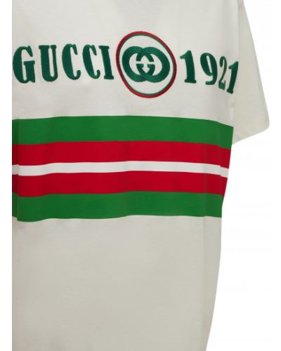 Oversized bavlnené tričko s výšivkou Gucci