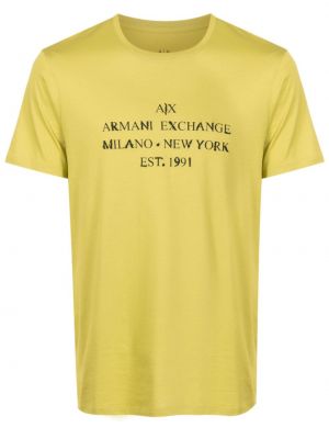 Памучна тениска с принт Armani Exchange зелено