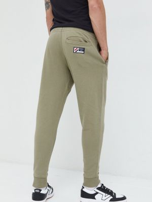 Pantaloni sport din bumbac Superdry verde