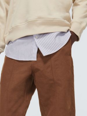 Lniane spodnie bawełniane Tod's brązowe
