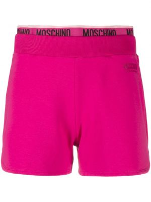 Pantaloni scurți din bumbac cu imagine Moschino roz