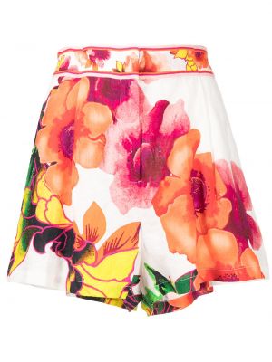 Trykt floral shorts Camilla hvit