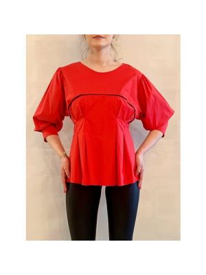 Однотонная блузка бохо Fashion красная