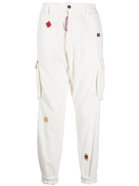 Pantaloni dritti ricamati Dsquared2 bianco