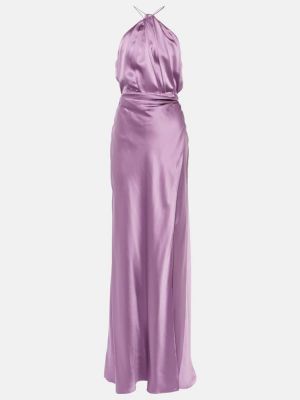 Robe longue en soie asymétrique The Sei violet