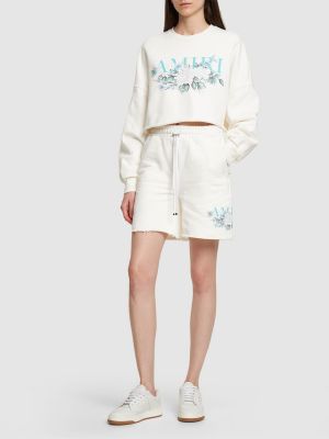 Pantalones cortos de flores con estampado de tela jersey Amiri blanco