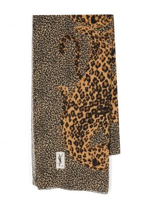 Svilen šal s potiskom z leopardjim vzorcem Saint Laurent Pre-owned