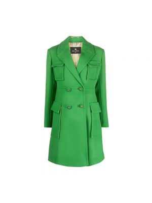 Dwurzędowy płaszcz Etro zielony