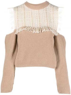 Вълнен пуловер от туид Msgm бежово