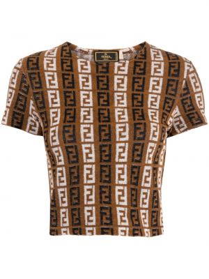 T-shirt mit print Fendi Pre-owned braun