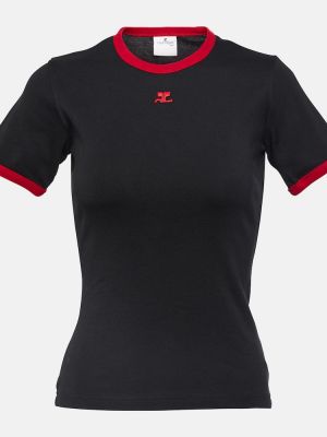 Bavlněné tričko jersey Courrã¨ges černé